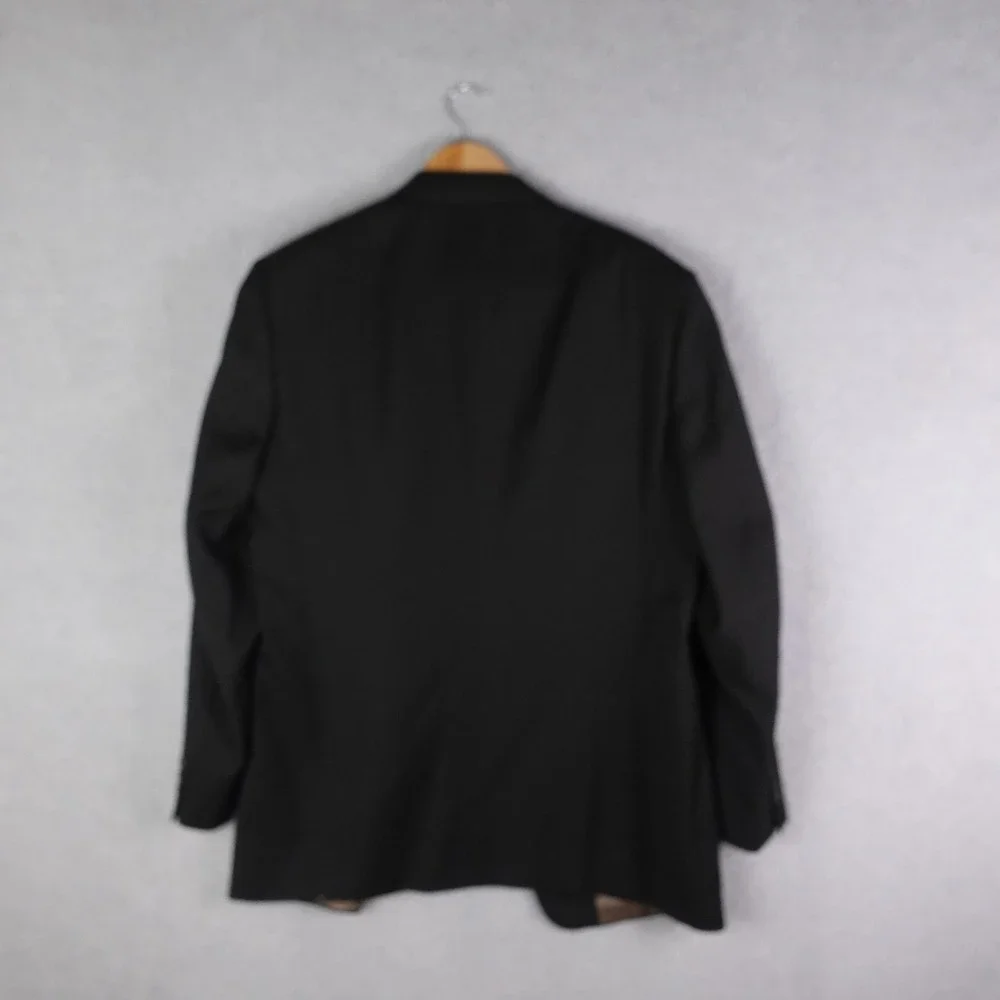 Monsieur by Givenchy Mens 44 Long Worsted Wool Pinstripe Blazer Jacket Black
